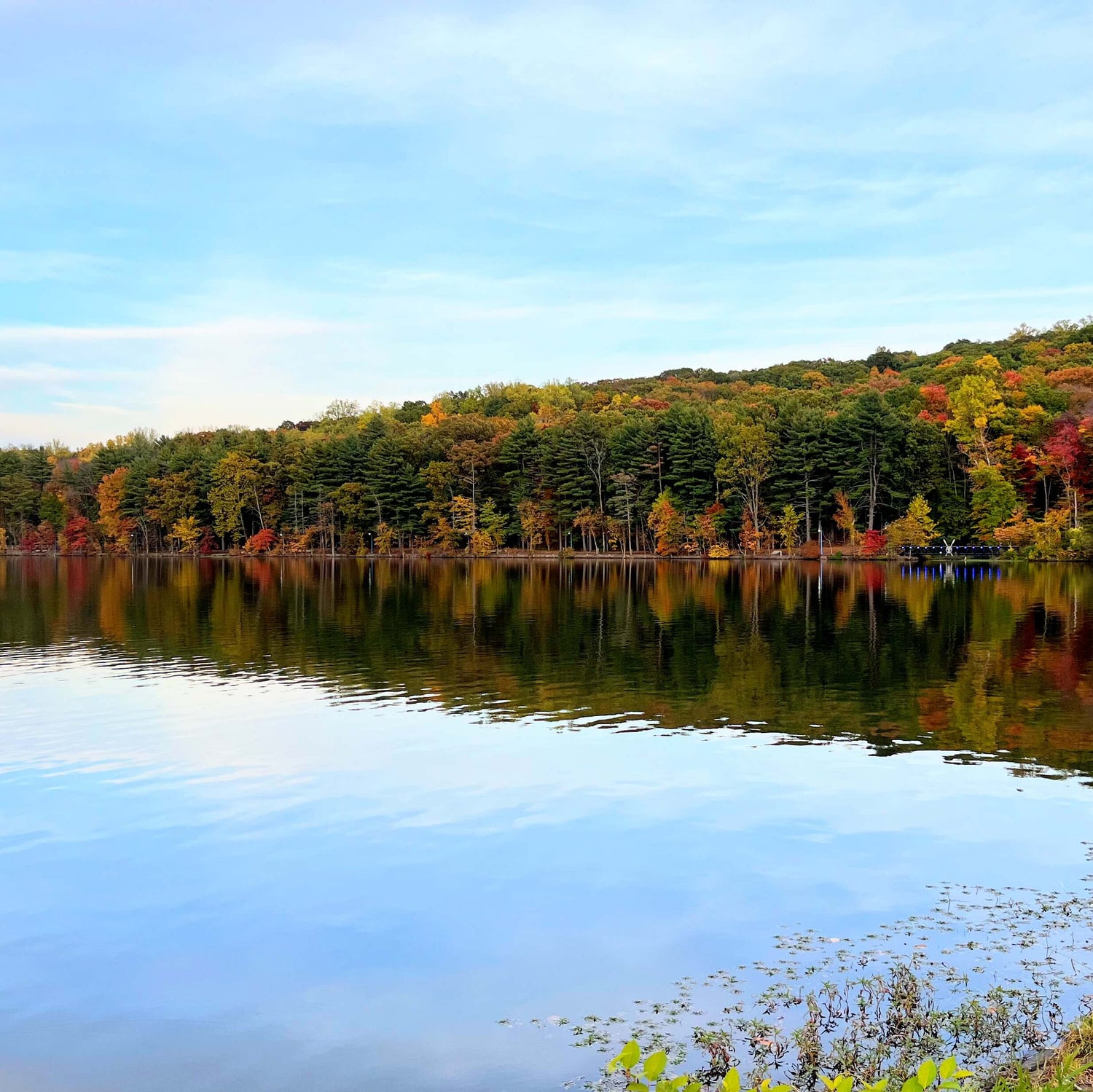 The reservoir of West Orange, New Jersey, dressed in its stunning fall colors.